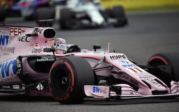 FRA68. Suzuka (Japan), 07/10/2017.- Mexican Formula One driver Sergio Perez of Sahara Force India F1 Team steers his car during the qualifying session of the Japanese Formula One Grand Prix at the Suzuka Circuit in Suzuka, central Japan, 07 October 2017. Hamilton took the pole position, Finnish Formula One driver Valtteri Bottas of Mercedes AMG GP finished second and German Formula One driver Sebastian Vettel of Scuderia Ferrari third. (Fórmula Uno, Japón) EFE/EPA/FRANCK ROBICHON