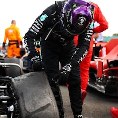 Hamilton: "Nunca había ganado una carrera con tres ruedas"