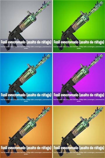 Todos los Fusiles Evocromados (Asalto de R&aacute;faga) de Fortnite Temporada 4