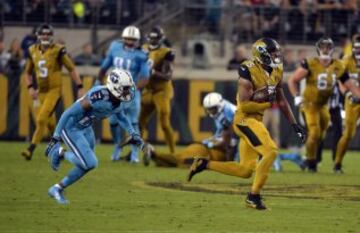 Por parte de los Jags destac¨® el WR Allen Robinson, con 5 recepciones para 113 yardas. Julius Thomas recibi¨® el mismo n¨²mero de balones, pero solo sum¨® 28 yardas. En la carrera, el rookie T.J. Yeldon sum¨® 54 yardas en 14 intentos.
