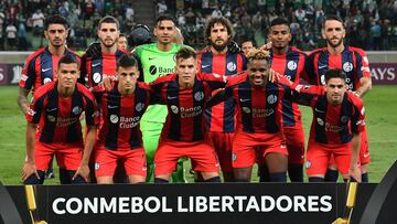 Argentina&#039;s San Lorenzo team players pose before their 2019 Copa Libertadores football match against Brazil&#039;s Palmeiras held at Allianz Parque stadium, in Sao Paulo, Brazil, on May 8, 2019. (Photo by NELSON ALMEIDA / AFP)