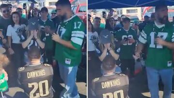 Eagles fan’s marriage proposal leaves Jason Kelce speechless