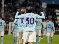 REGGIO EMILIA (Italy), 06/01/2026.- Juventus' Jonathan Christian David celebrates scoring the 0-3 goal during the Italian Serie A soccer match between US Sassuolo and Juventus FC, in Reggio Emilia, Italy, 06 January 2026. (Italia) EFE/EPA/ELISABETTA BARACCHI