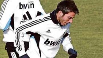 Palanca en un entrenamiento del primer equipo.