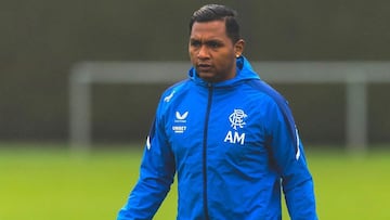 Alfredo Morelos en un entrenamiento de Rangers.