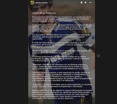 Gerard y el Badalona: el día 27 será clave en la compra