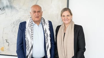Jibril Rajoub y Kirsty Coventry en la Casa Olímpica de Lausana (Suiza).