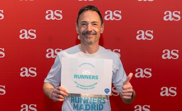 Los runners de AS con sus camisetas para la Zúrich Rock 'n' Roll Running Series Madrid. Jersey amarillo maratón,  gris media maratón y rojo 10 km.