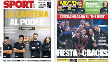 Portadas de los diarios Sport y Mundo Deportivo del día 24 de octubre de 2017.