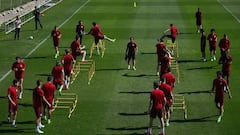 Simeone ensayó con el mismo once que empató en el Bernabéu