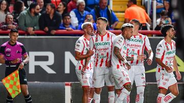 Edgar Mendez celebrates his goal 1-0 of Necaxa during the game Necaxa vs Guadalajara, corresponding to Round 3 of the Torneo Clausura 2023 of the Liga BBVA MX, at Victoria Stadium, on January 21, 2023.
<br><br>
Edgar Mendez celebra su gol 1-0 de Necaxa durante el partido Necaxa vs Guadalajara, Correspondiente a la Jornada 03 del Torneo Clausura 2023 de la Liga BBVA MX, en el Estadio Victoria, el 21 de Enero de 2023.