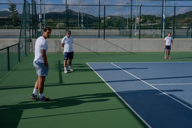 Nadal y Toni, en un entrenamiento.