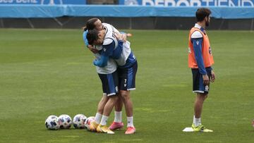 Entrenamiento Deportivo de La Coru&ntilde;a. Miku y H&eacute;ctor