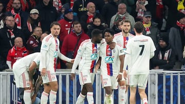 Lyon's Brazilian forward #09 Endrick celebrates scoring his team's second goal during the French Cup round of 32 football match between Lille OSC and Olympique Lyonnais at the Stade Pierre-Mauroy in Villeneuve-d'Ascq, northern France on January 11, 2026. (Photo by Francois LO PRESTI / AFP)