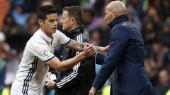 Zidane sigue con su rotación: James jugará ante Granada