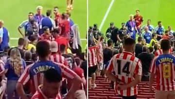 Incidentes graves entre jugadores atléticos y el fondo sur del Metropolitano: la policía intervino