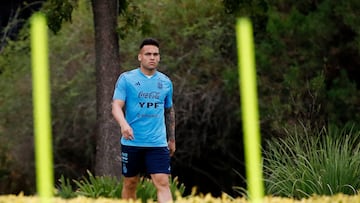 Soccer Football - Argentina Training - Julio Humberto Grondona Training Camp, Ezeiza, Argentina - March 21, 2023 Argentina's Lautaro Martinez during training REUTERS/Agustin Marcarian