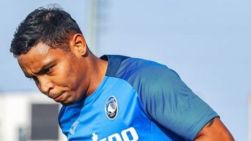 Luis Muriel en un entrenamiento de Atalanta