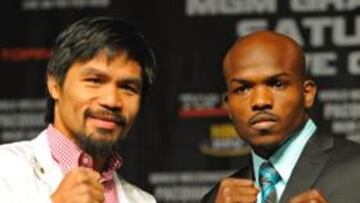 <b>ELEGANTES. </b>Pacquiao y Bradley, cara a cara fuera del ring.