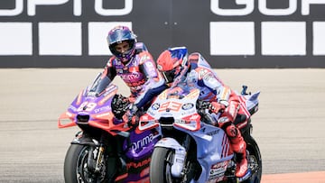 Marc Márquez y Jorge Martín después de la carrera del GP de Aragón de MotoGP.