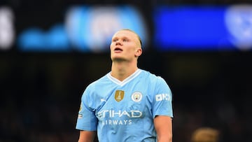 Erling Haaland, jugador del Manchester City, durante el partido ante el Arsenal.