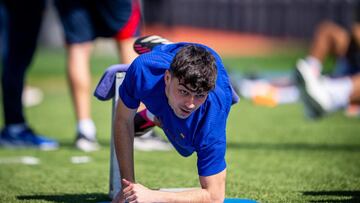 Pedri, en el entrenamiento de este sábado.