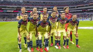 America team group during the game America vs Tigres UANL, corresponding to 15th round of the Torneo Apertura Grita Mexico A21 of the Liga BBVA MX, at Azteca Stadium, on October 23, 2021.
<br><br>
Equipo de America durante el partido America vs Tigres UANL, Correspondiente a la Jornada 15 del Torneo Apertura Grita Mexico A21 de la Liga BBVA MX, en el Estadio Azteca, el 23 de Octubre de 2021.