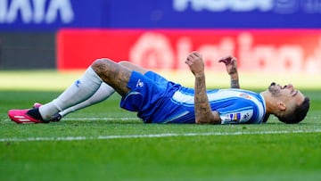 Joselu Mato of RCD Espanyol  during the La Liga match between RCD Espanyol and Real Betis played at RCDE Stadium on January 21, 2023 in Barcelona, Spain. (Photo by Sergio Ruiz / Pressinphoto / Icon Sport)