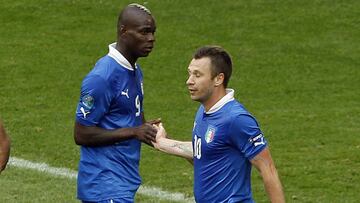 Balotelli y Cassano, con la selecci&oacute;n de Italia en la Eurocopa 2012.
 