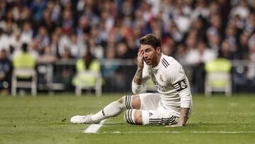 Sergio Ramos (Real Madrid)  en acci&oacute;n durante el partido ante el Barcelona.