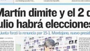 <b>AS LO ANUNCIÓ EL 27 DE ABRIL AS.</b> ya anunció que las elecciones del Madrid se celebrarían el 2 de julio al día siguiente de que Fernando Martín presentase su dimisión como presidente.