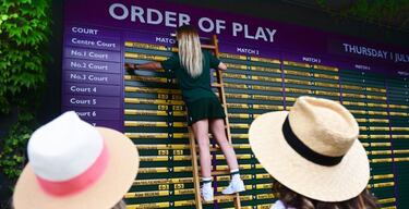 Mostrando el orden de juego en Wimbledon