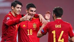 Los jugadores de la Selecci&oacute;n Espa&ntilde;ola celebra uno de los goles anotados a Alemania en la fase de clasificaci&oacute;n de la UEFA Nations League.