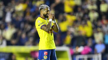 Rodrigo Aguirre of America during the Quarter final first leg round match between America and Toluca as part of the Liga BBVA MX, Torneo Apertura 2024 at Ciudad de los Deportes Stadium on November 27, 2024 in Mexico City, Mexico.