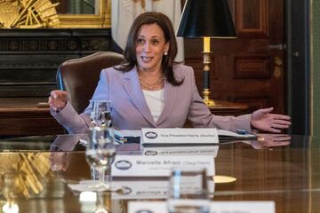 US Vice President Kamala Harris holds a roundtable marking LGBTQ+ Pride Month, 23 June 2021.