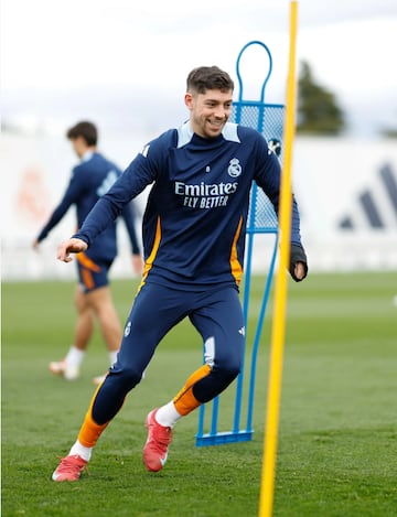 Valverde, durante su ltimo entrenamiento con el Real Madrid.