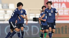 Yuya Osako celebra uno de sus dos goles ante Turkmenist&aacute;n.