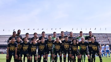 Equipo de Pumas durante el partido contra Puebla, Correspondiente a la Jornada 10 del Torneo Clausura 2023 de la Liga BBVA MX, en el Estadio Olímpico Universitario, el 05 de Marzo de 2023.