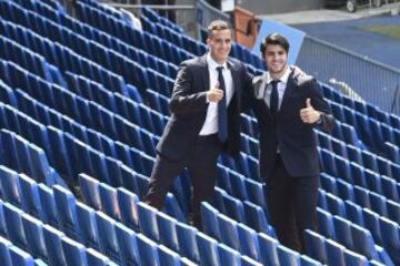 Las plantillas del Real Madrid en la presentación del acuerdo con Telefónica