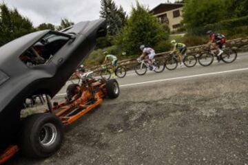 Grupo de escapados, entre ellos, Roman Kreuziger, Thibaut Pinot, Andrew Talansky y Damiano Caruso.