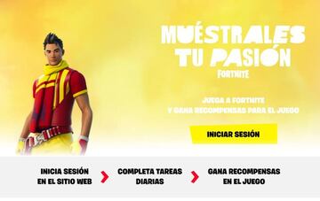 El evento Mu&eacute;strales Tu Pasi&oacute;n de Fortnite consiste en iniciar sesi&oacute;n en la web y luego completar las tareas que se nos indiquen