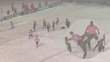 ¿Hockey de hielo? No, es la final de la liga de fútbol de Canadá con golazo incluido