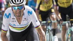 Alejandro Valverde, durante la ascensi&oacute;n final al Observatorio Astrof&iacute;sico de Javalambre en la quinta etapa de la Vuelta a Espa&ntilde;a 2019.
