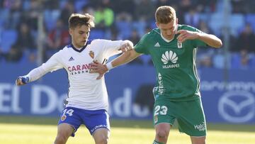 Febas en el último partido del Zaragoza, contra el Oviedo.