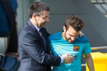 Despu¨¦s de la derrota en Granada, los jugadores del Barcelona han recibido la visita del presidentedel club, Josep Maria Bartomeu.