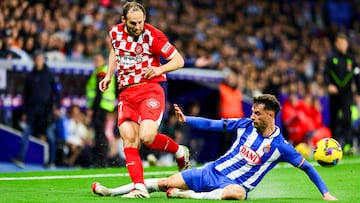 La accin de Puado sobre Blind en la que el Girona pidi roja para el jugador del Espanyol.