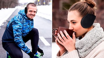 Estas orejeras para el frío con tejido de felpa retienen el calor y se pueden usar con accesorios