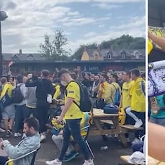 Así están los 600 aficionados del Villarreal en la burbuja de Belfast para ver la Supercopa