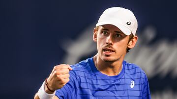 El tenista australiano Alex de Minaur celebra su victoria ante el tunecino Skander Mansouri en el Torneo de Los Cabos.