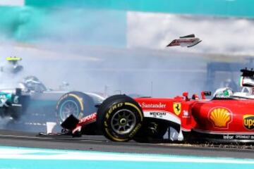 Accidente entre Vettel y Rosberg.